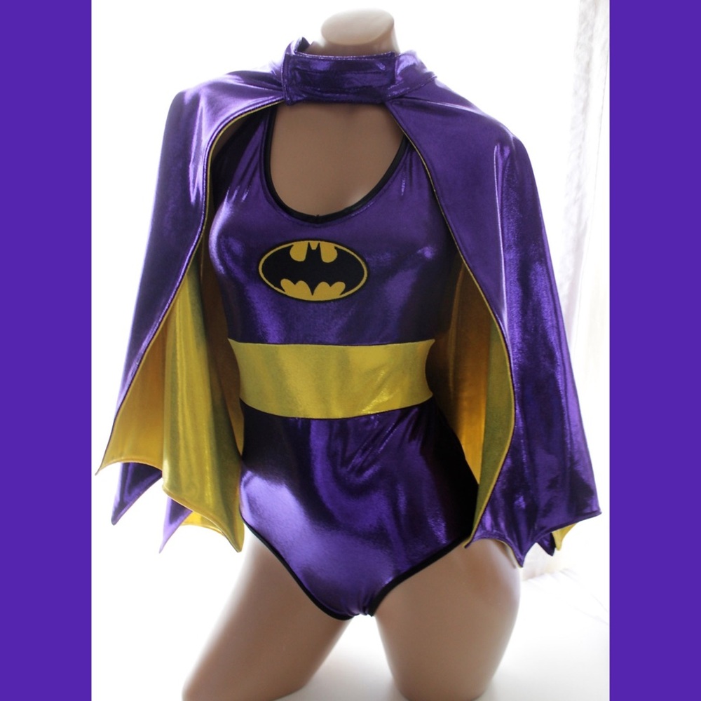 Old school batgirl suit and cape batman costume